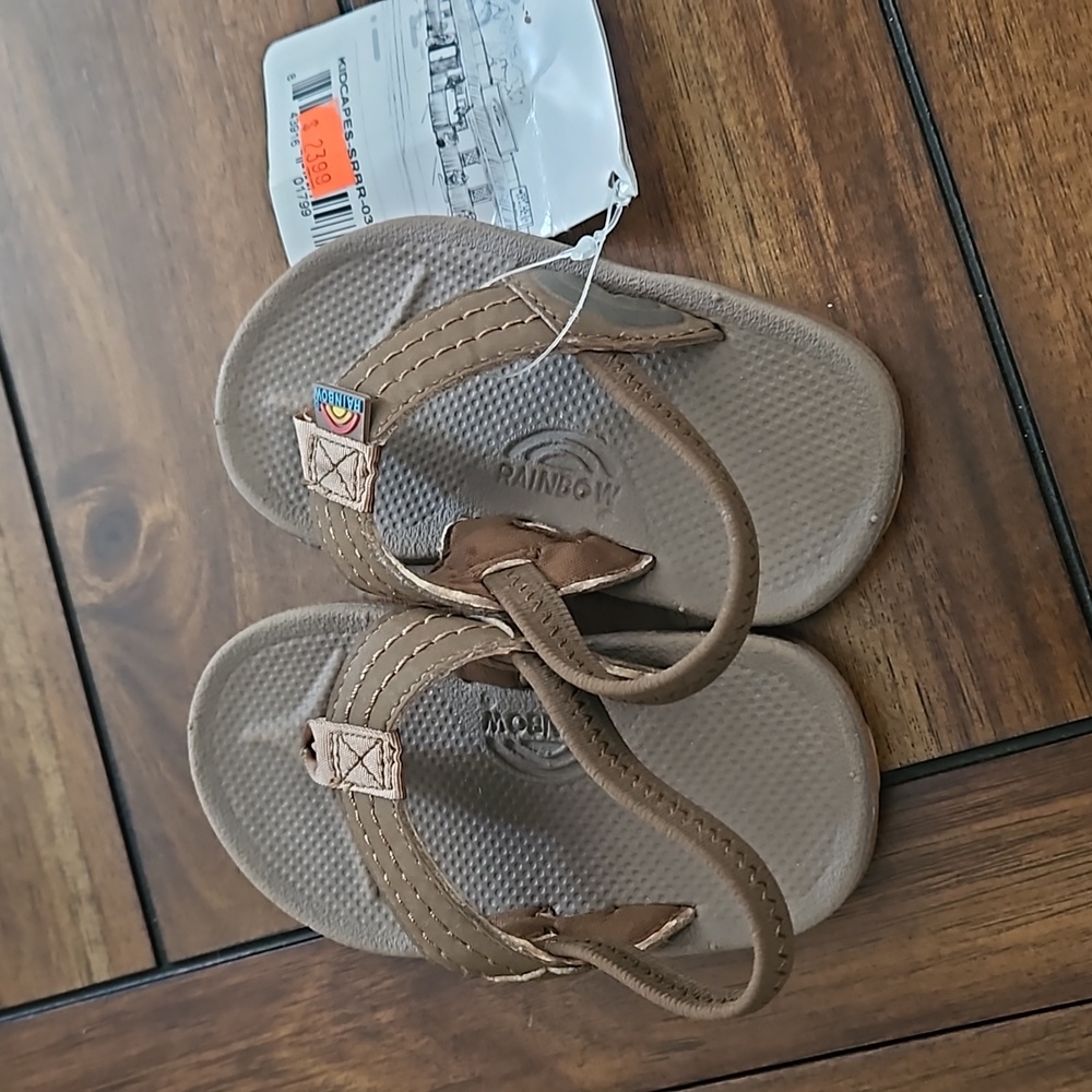Boys Brown Rainbow flip flops